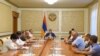Nagorno Karabakh - President Arayik Harutiunian holds a meeting in Stepanakert, June 26, 2023.