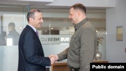 Malta - Andriy Yermak (right), head of Ukraine's presidential office, meets Armen Grigorian, secretary of Armenia's Security Council, October 28, 2023.
