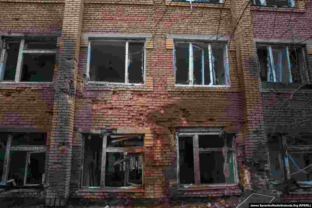 It's still standing but the windows were blown out, and masonry shattered. Shelling in Donetsk continued on January 20.