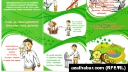 A sign in Turkmenistan warns of ways to protect against the coronavirus.