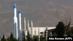 Iranian missiles are shown at Tehran's Islamic Revolution and Holy Defense museum on September 21.