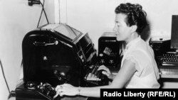 A Teletype operator at Radio Liberty in Lampertheim, Germany in the 1950s.
