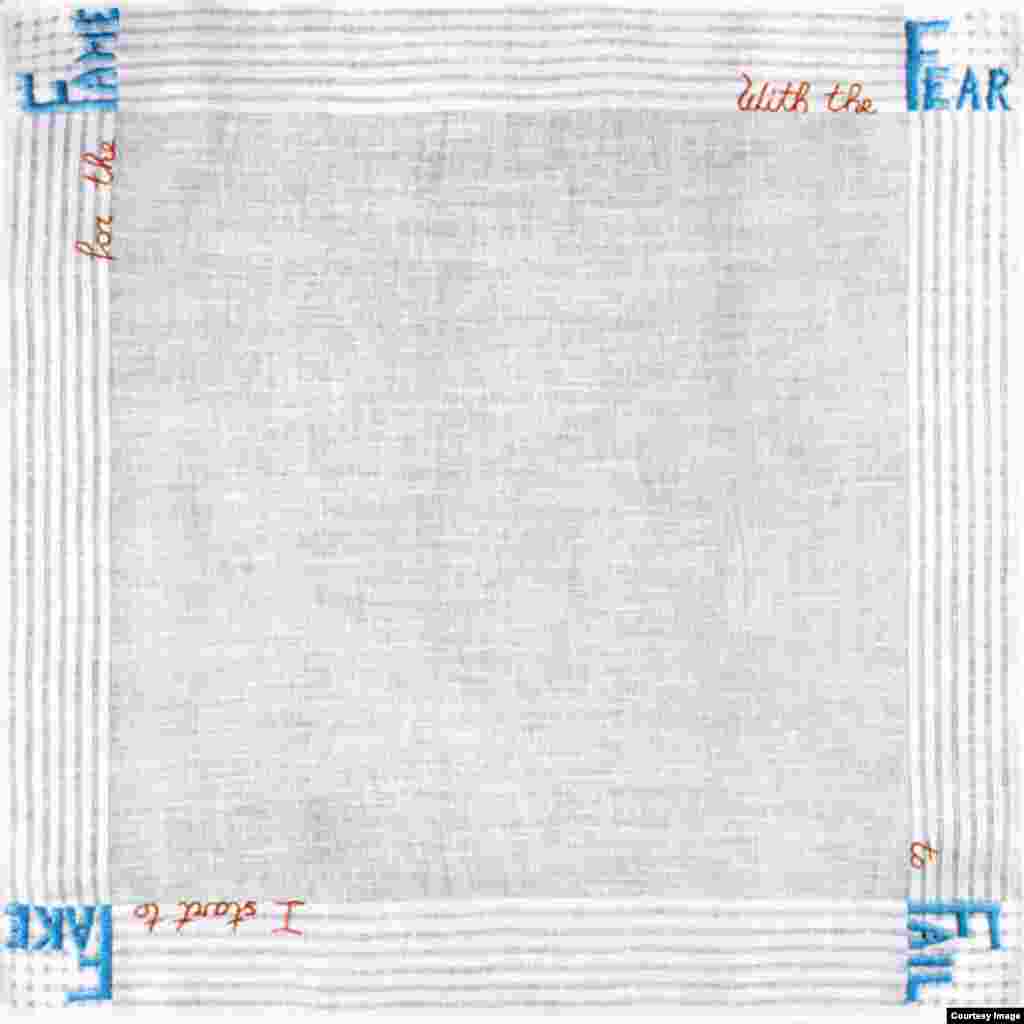 F-Words. 2010 წელი. 42x42. ხელით ნაქარგი ცხვირსახოცი. 