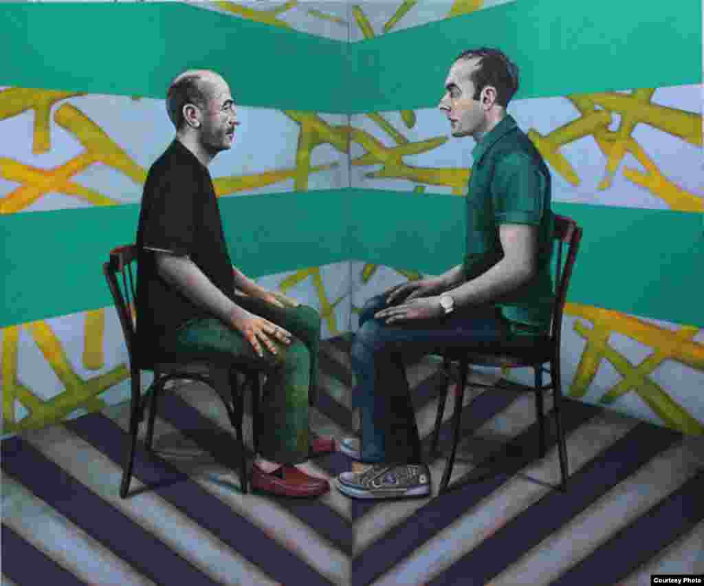 სერიიდან "Face to face", გურამი და გელა. 2013 წელი. ზეთი. ტილო. 200x240 სმ