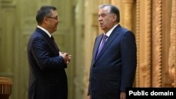 Садыр Жапаров и Эмомали Рахмон. Душанбе, 8 июля 2025 года