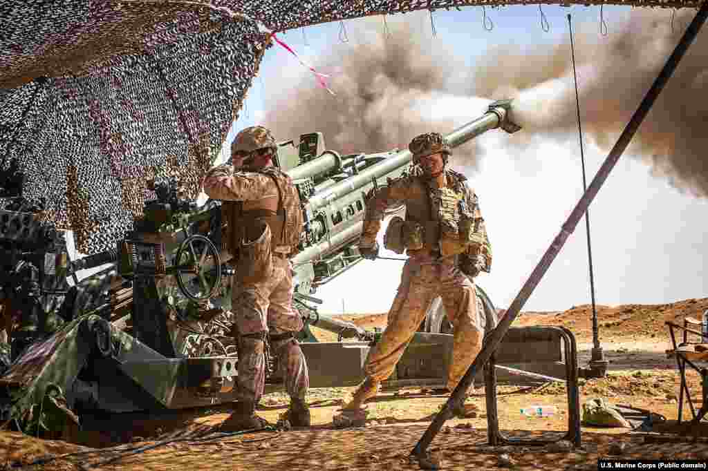 U.S. Marines firing a howitzer during fighting in northern Syria in March 2017. American troops have been operating inside Syria since early 2016. 