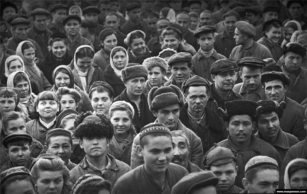 A workers' rally outside a textile mill in the Uzbek capital, Tashkent.While restricted to capturing what the Soviet censors would approve, Penson was able to document the transformation of Uzbek life, described as “radical social surgery” that began a century ago.