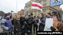 Акцыя пратэсту, арганізаваная Анатолем Лябедзькам. Менск, 30 студзеня 2016 году