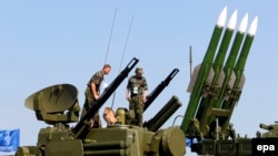 A Russian Buk-M2 antiaircraft system on display at an airshow outside Moscow in 2011