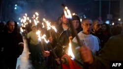 Nationalist marchers honor General Lukov in 2016.