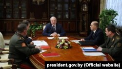Alyaksandr Lukashenka speaks at a meeting in Minsk on March 2.