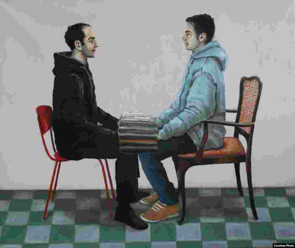 სერიიდან "Face to face", მამა და შვილი. 2013 წელი. ზეთი. ტილო. 200x240 სმ