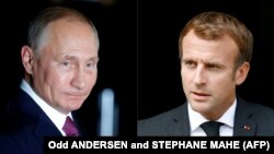 Президент Франції Еммануель Макрон (праворуч) провів телефонну розмову з президентом Росії Володимиром Путіним 11 вересня