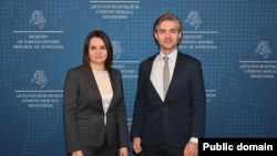 Сьвятлана Ціханоўская і міністар замежных справаў Літвы Кейстуціс Будрыс, Вільня, 27 сьнежня 2024 