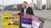 An Almaty resident protests in an effort to convince Kazakh authorities to help relatives detained in China’s western Xinjiang Uyghur Autonomous Region. (file photo)