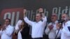 Armenia - The opposition Hayastan bloc led by former President Robert Kocharian (C) holds a campaign rally in Abovian, June 11, 2021